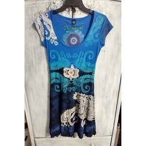 Desigual Short Sleeve Dress Sm Artsy Boho Feminine Summer